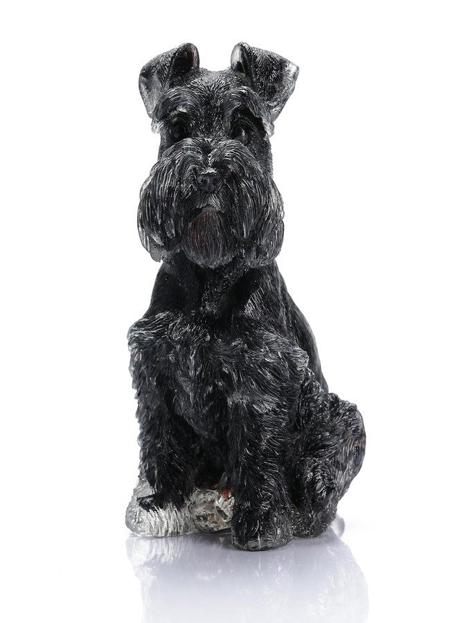 Reyife 4" Black Obsidian Dog Figurines, Handmade Crystal Schnauzer Statue, Pet Memorial Gifts, Home Decor Accents - Image 1